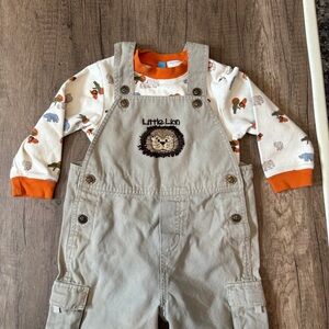 Vintage Y2K Little Lion Overalls Vestbak Bibs Animals Zoo Embroidered 24M